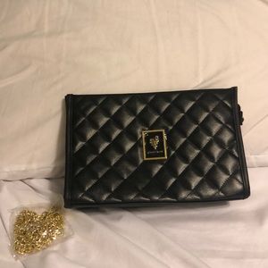 Younique Black quilted purse with gold chain